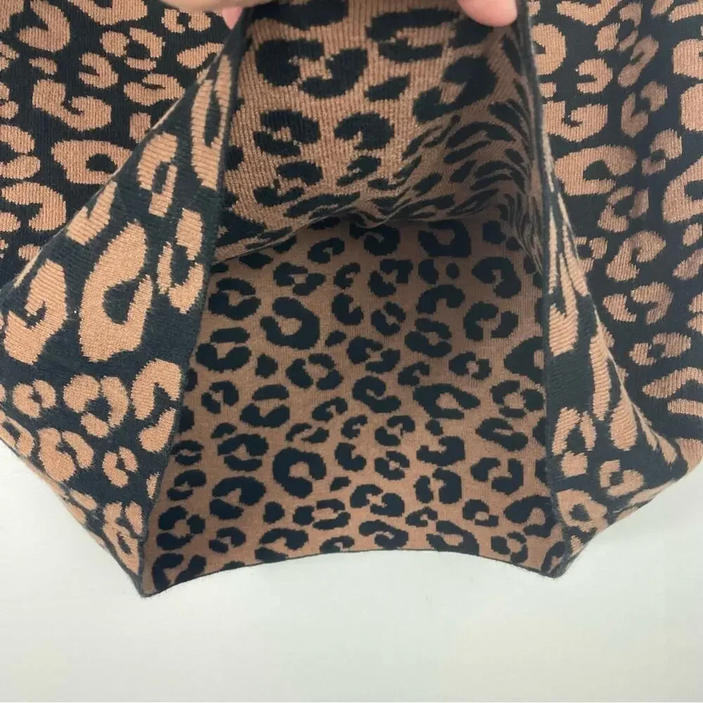 Charter Club | Leopard Print Skirt Stretchy Brown & Black Knee Length S